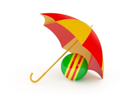 ball umbrella isolated on a white background 3d renderの写真素材