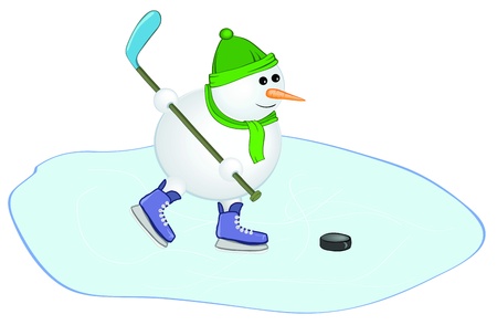 snowman with a hockey stickのイラスト素材