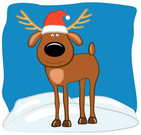 Christmas deer in a hat of Santaのイラスト素材