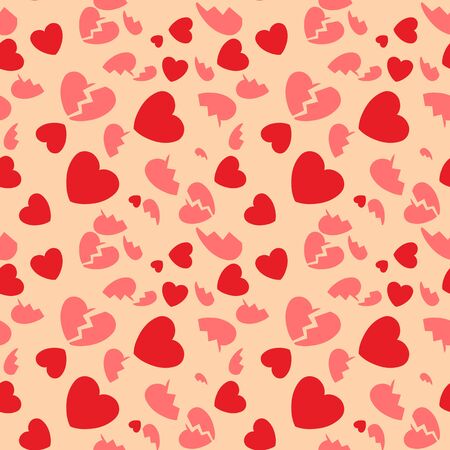 Seamless pattern with hearts and the broken hearts  illustrationのイラスト素材
