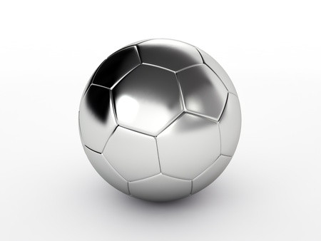 silver soccer ball isolated on white backgroundの写真素材