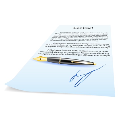 Business Contract and pen  Vector Illustrationのイラスト素材