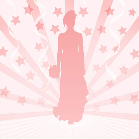 Vector illustration of a young elegant bride holding flowers のイラスト素材