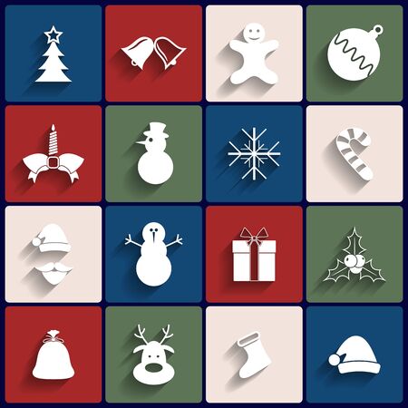 Flat icons set. Christmas and New Year. Vectorのイラスト素材