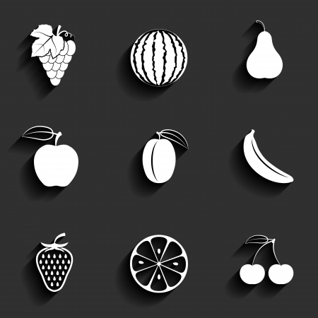 Vector fruits flat icon setのイラスト素材