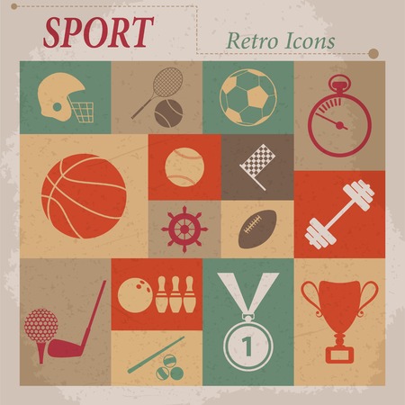 Sport vector flat retro iconsのイラスト素材