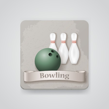 Skittles and ball for bowling game vector icon.  のイラスト素材