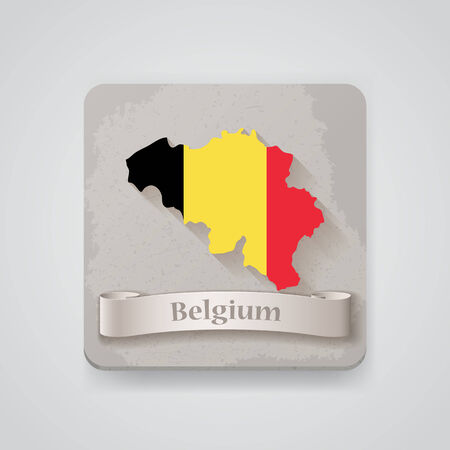 Icon of Belgium map with flag. のイラスト素材