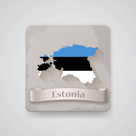 Icon of Estonia map with flag.  のイラスト素材