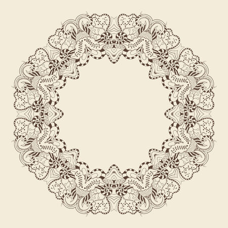 Round floral ornamental frame illustrationのイラスト素材