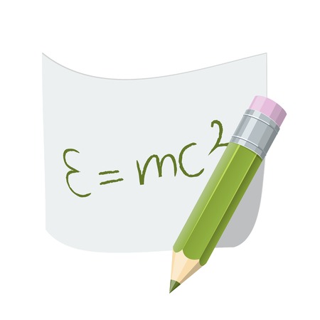 Pencil with paper page with formula. のイラスト素材