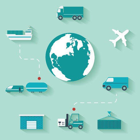 Concept delivery. Set of modern design icons in flat design with trendy colors for web and apps. のイラスト素材