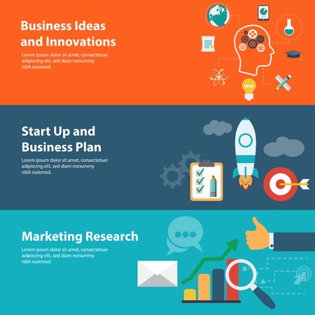 Flat design concepts for business, finance, marketing researchのイラスト素材