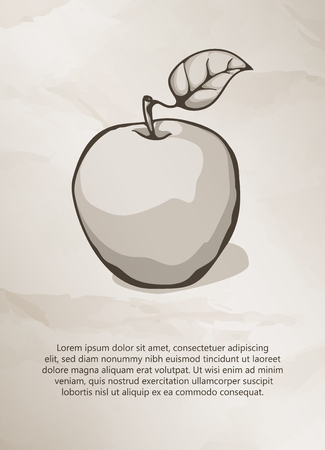 Apple on grunge background. Vintage Label,Frame, Brochures. Design Templates. Vector illustration.のイラスト素材