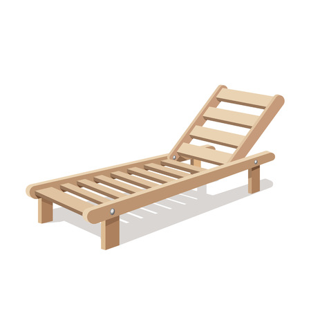 Sun lounger vector isolated on white background. Wooden chair. Vector illustrationのイラスト素材