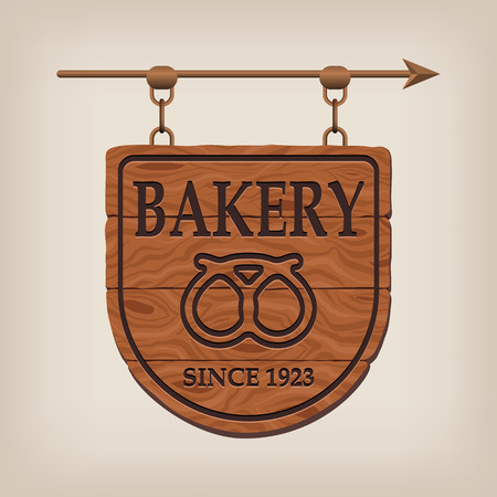 Vintage wooden bakery sign bakery.のイラスト素材