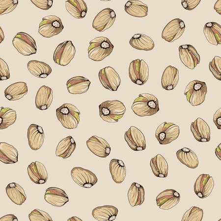 Seamless pattern with pistachio nuts. Vector illustrationのイラスト素材