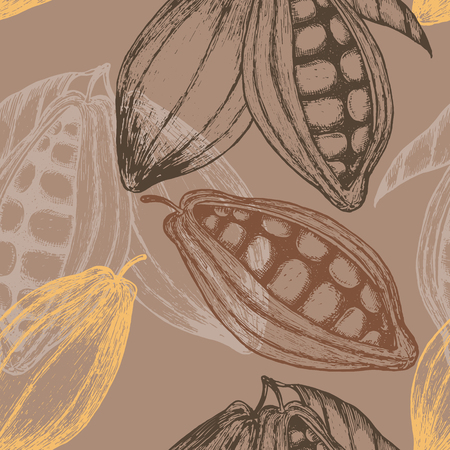 Cocoa hand drawn seamless pattern.のイラスト素材