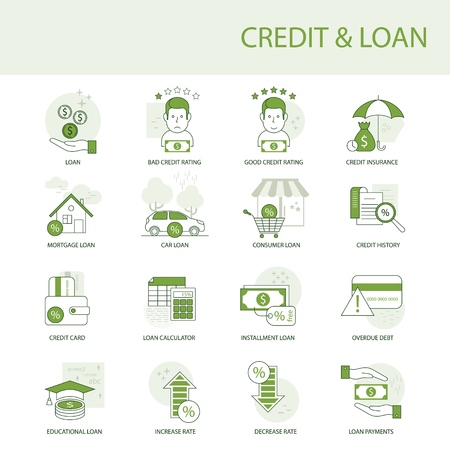 Credit and loan a set of simple icons. Vector illustration EPS10.のイラスト素材