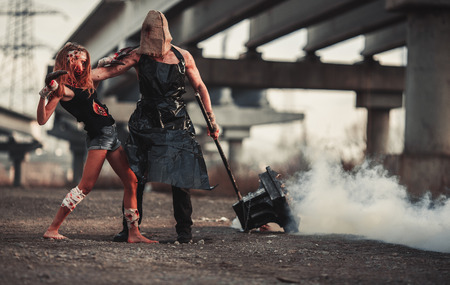 Battle of two mutants. They fight.の写真素材
