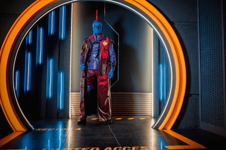 DNIPRO, UKRAINE - JUNE 26, 2019: Cosplayer portraying Yondu Udonta from movie Guardians of the...
