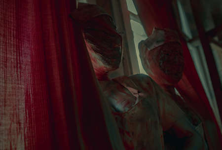Dnipro, Ukraine - June 27, 2020: Cosplayers in the image of Dark Nurses from the horror movie Silent...