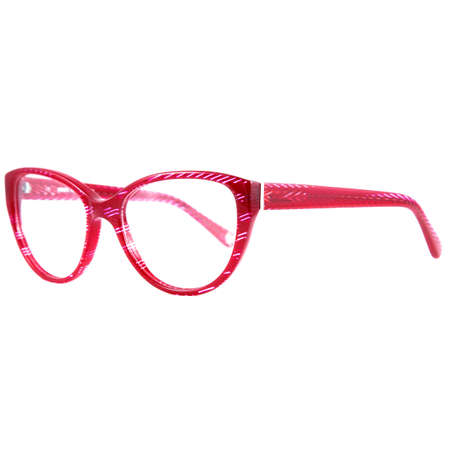 Sun goggles and glasses for vision in red frames. Red glasses frames on white backgroundの写真素材