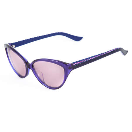 blue sunglasses frames on white background. Sun goggles and glasses for vision in blue frames.の写真素材