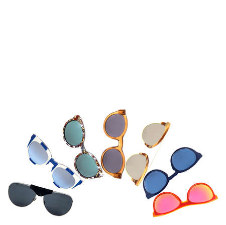 collage of eyeglass frames on a white background. Glasses on a white background, collageの写真素材
