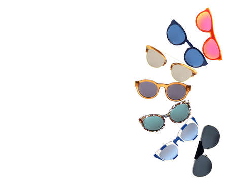 collage of eyeglass frames on a white background. Glasses on a white background, collageの写真素材
