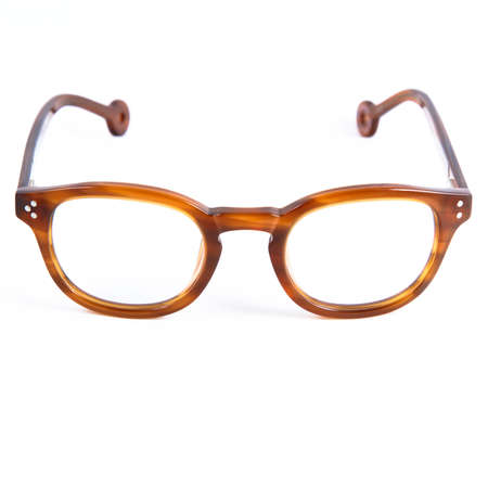 eyeglass frames on a white background. Stylish framed glasses on a white background.の写真素材