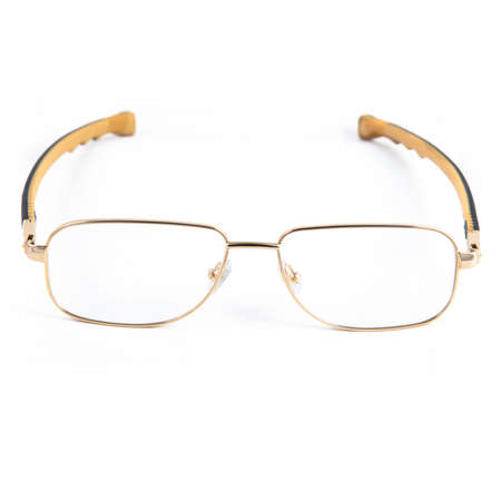 eyeglass frames on a white background. Stylish framed glasses on a white background.の写真素材