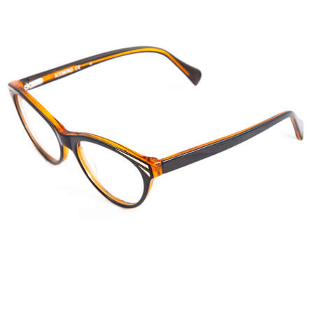 eyeglass frames on a white background. Stylish framed glasses on a white background.の写真素材