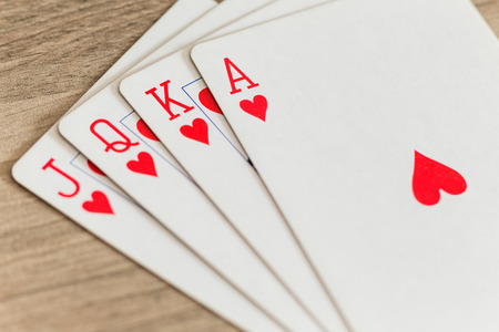heart playing cards in a row