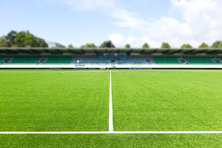 Green grass in soccer stadiumの写真素材