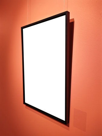 single empty frame at art exhibitionの写真素材