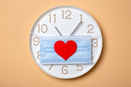medical mask on face dial with heart