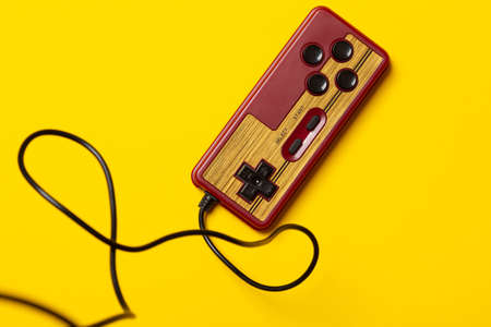 wired classic gamepad with D-pad and with four buttonsの写真素材