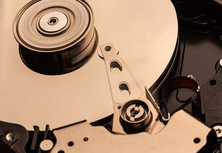 rotating spindle and the head in the hard driveの写真素材