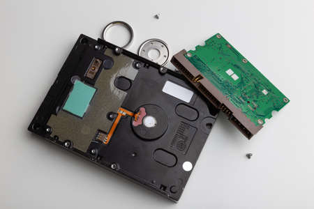 an external hard drive disassembly processの写真素材