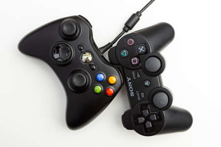 xbox and sony playstation controllersのeditorial素材