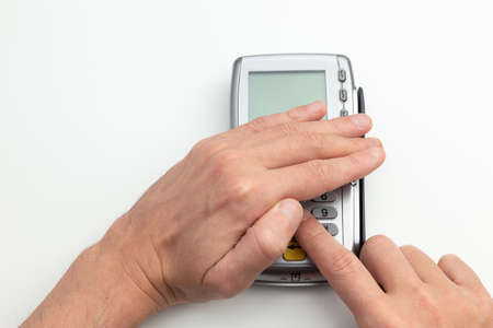 secure pin code entry with hand covered