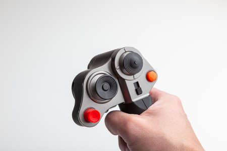 pull the button on control column in Fighter aircraftの写真素材