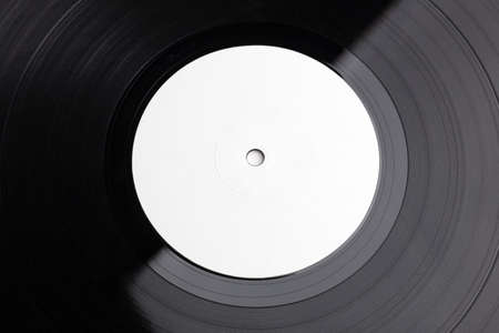 a blank sticker in the middle of vinyl recordの写真素材