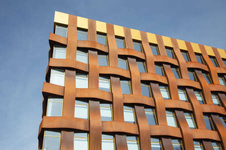 geometry of the modern facade using a Corten steelのeditorial素材