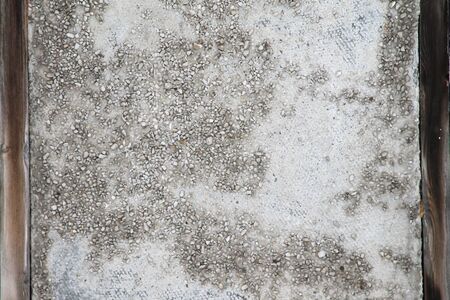 White window glass covered hoarfrost ice pattern texture. Cold nature winter background.の写真素材