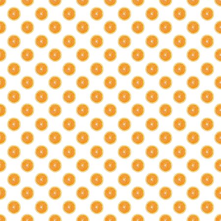 Seamless pattern of isolated slices of orange. Wallpaper for background, design and packaging.の写真素材