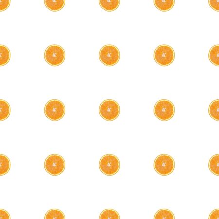 Seamless pattern of isolated slices of orange. Wallpaper for background, design and packaging.の写真素材