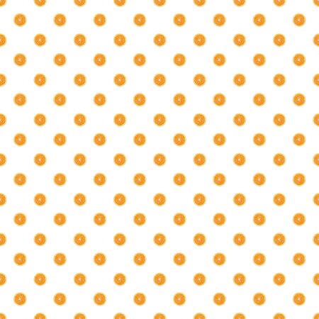 Seamless pattern of isolated slices of orange. Wallpaper for background, design and packaging.の写真素材