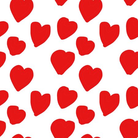 Seamless endless infinity pattern of geometric red heart shapes. Drawing for wrapping paper, fabric, wallpaper.の写真素材